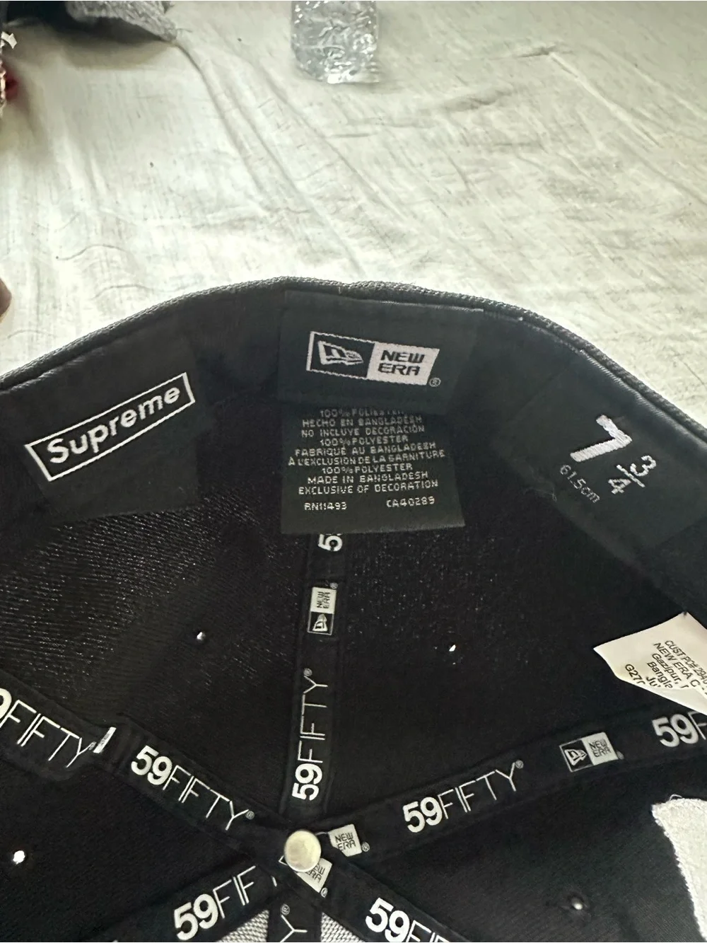 Supreme Black Snapback Hat with White Logo